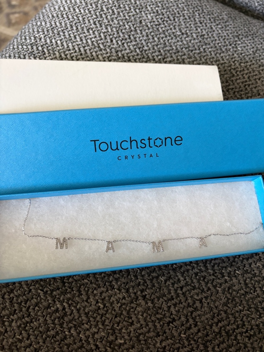 NWT Touchstone Crystal Silver 'MAMA' Letter Necklace with  swarovski Crystals